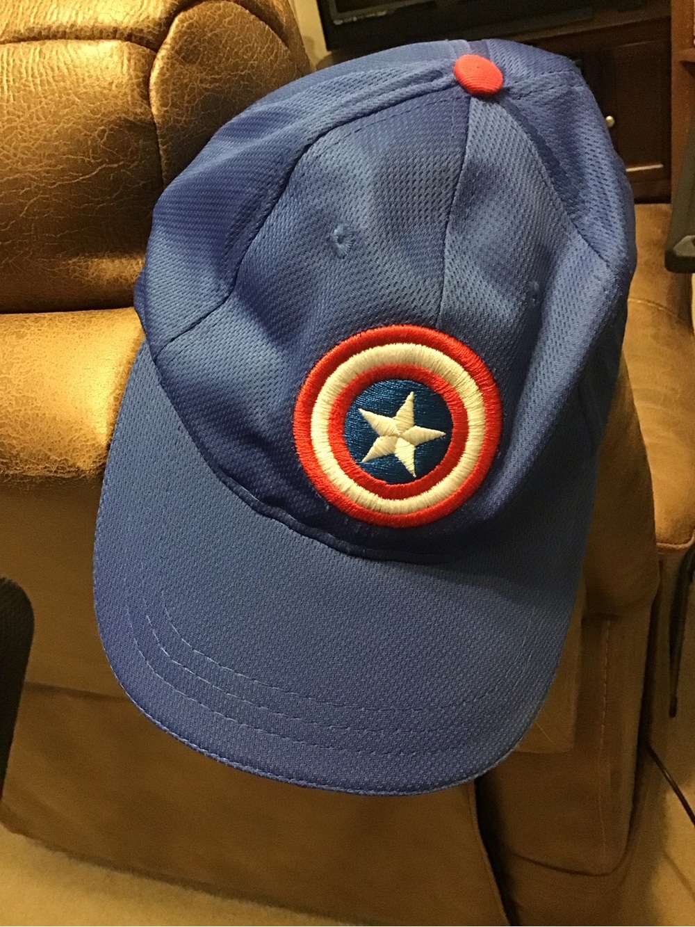 Marvel Kids Blue Baseball Cap with Red and White Shield Emblem